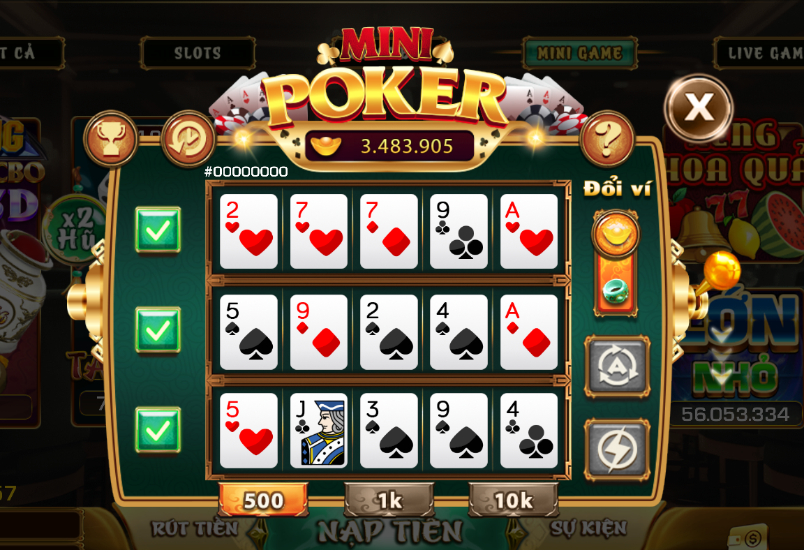 Khám phá quy luật trả thưởng trong Mini Poker khi tải iwin