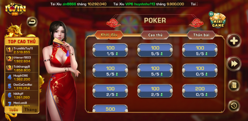 Kinh nghiệm đánh bài Poker chuyên nghiệp khi tải iwin club