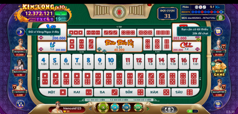 Luật chơi ngũ long sicbo 3D tại iwin