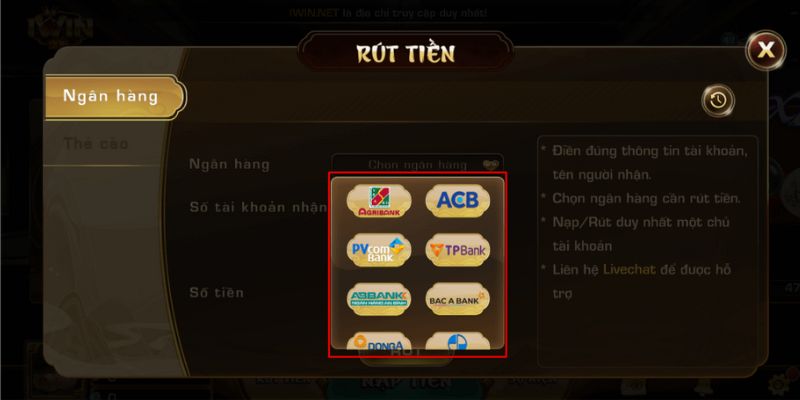Người chơi cần thực hiện các bước đơn giản để rút tiền Người chơi cần thực hiện các bước đơn giản để rút tiền